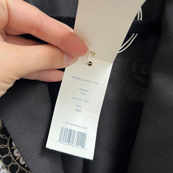 NWT Tory Burch Satin Trimmed Embellished Organza Jacket - Picture 8 of 11